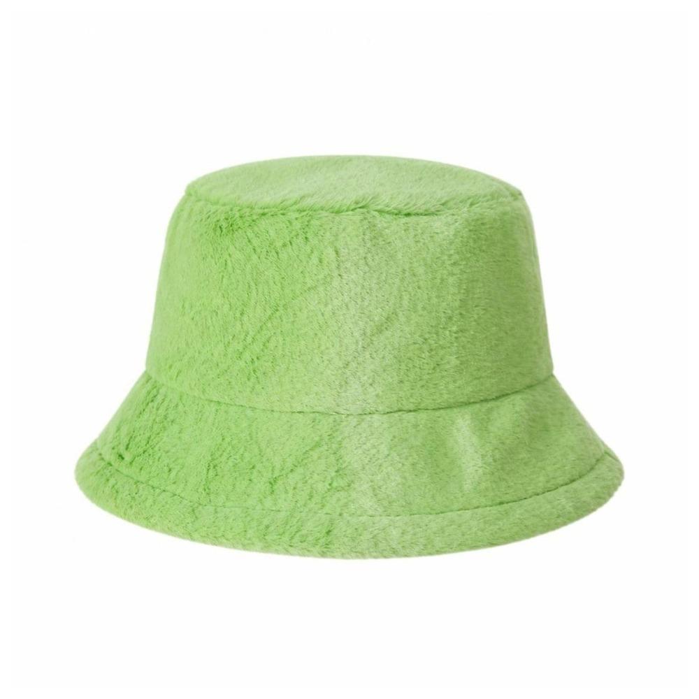Solid Colors Faux Fur Cap Thickened Warm Fisherman's Hat Fashion Basin Bucket Hats for Women Girl