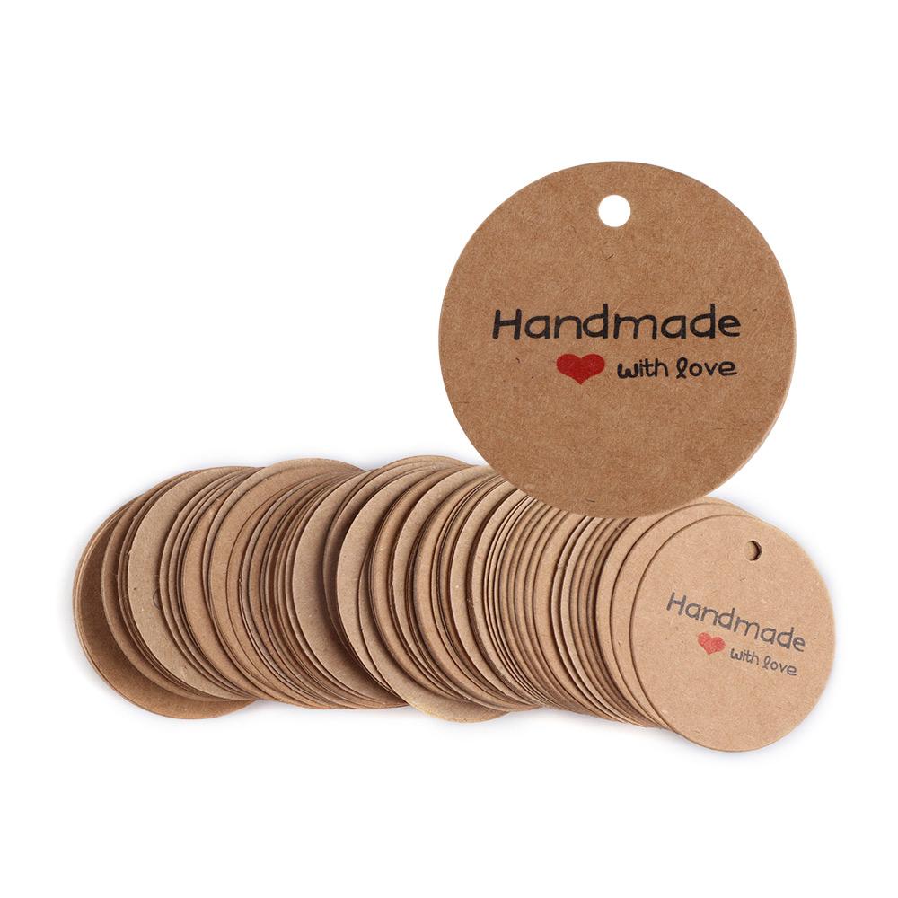 100PCS Party Package Kraft Paper Gift Tags Red Heart Tag Cards Price Label