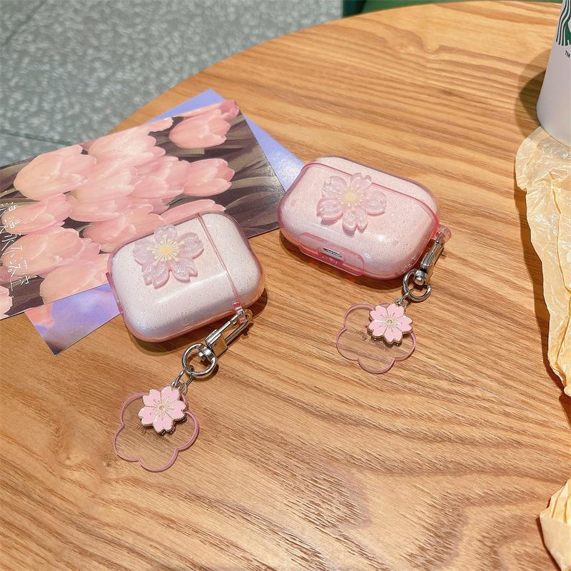 Ins girl cherry blossom glitter for AirPods Pro protective case 1/1 generation apple bluetooth headset soft case female