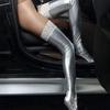 Women Leggings Thigh High Stockings PU Leather Wetlook Clubwear Lace-Socks