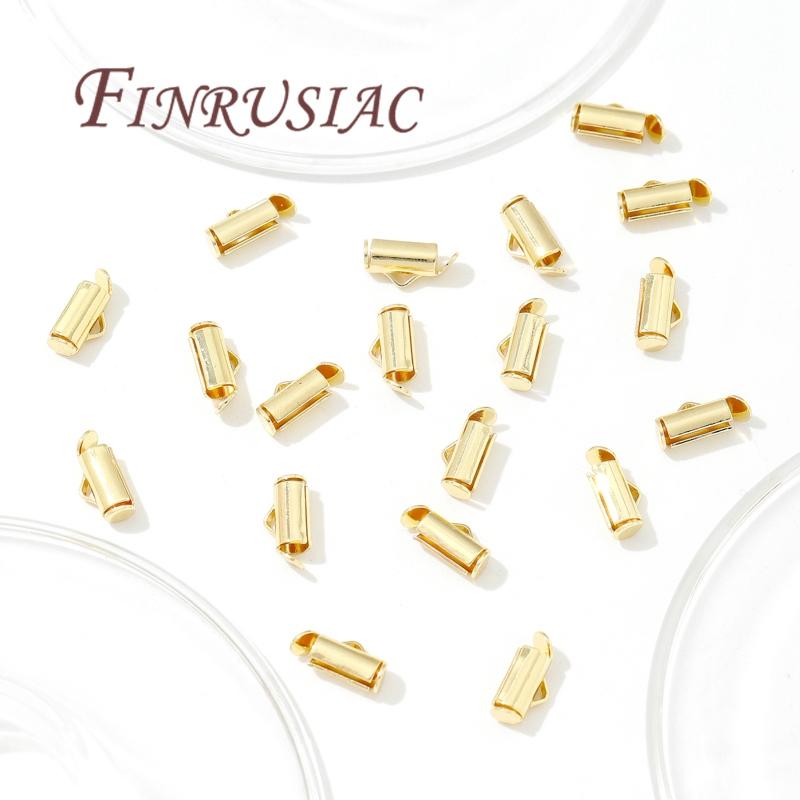 18K Gold Plated Crimp End Caps Slider Clasps Tube Slider End Caps Connectors For DIY Bracelets Accessories,Ball Chain Clasps