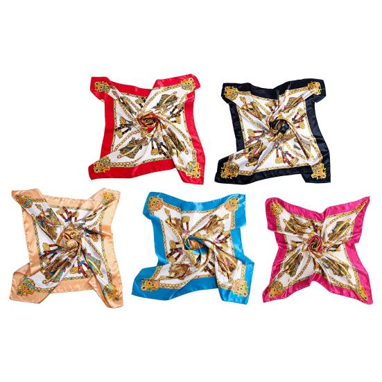 Scarf Comfortable Square Shape Satin Carriage Chain Scarves Shawl for Daily Life