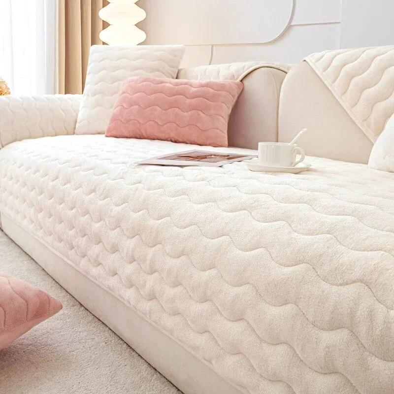 Winter Thicken Sofa Mat Cover Universal Non-slip Sofa Towel Pad Warm Plush L Shape Couch Towel Slipcovers for Living Room