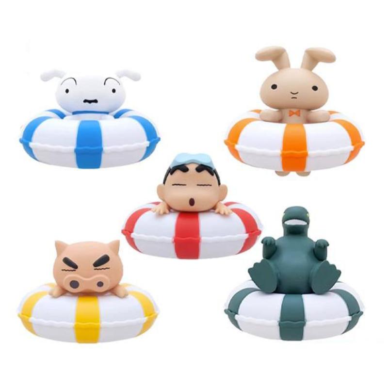 Shinchan 5pcs Crayon Swimming Ring Figure Toys Rabbit Dinosaur Models Ornament