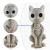652F Artistic Resin Skeleton Hippo Decors Mystical Felines Skeleton Resin Statue, Artistic Desk Decoration for Creative Space