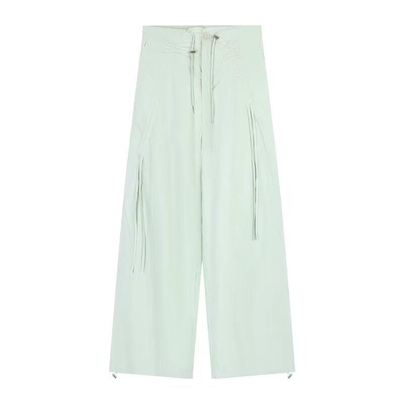 

Женские летние тонкие повседневные брюки-карго Летние спортивные брюки с высокой талией Быстросохнущие брюки Женские модные брюки XXL светло-зеленый