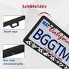 BGGTMO Mounta License Plate Frame- Black Aluminum Car Tag Cover Holder With Stainless Steel Screws Caps, Snow Mountain Tree Decal Sticker, 1 Pack 2