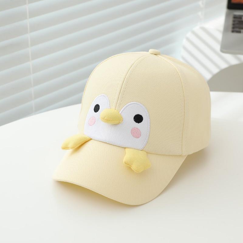Kids' Spring Penguin Baseball Cap - Cartoon Duckbill, Wide Brim, Windproof, Sun Protection Hat for Boys and Girls
