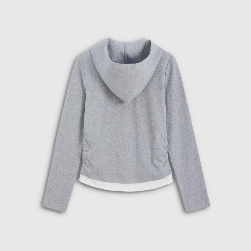 GAP Women's Ribbed Slim-Fit Faux Two-Piece Hooded Knit Cardigan