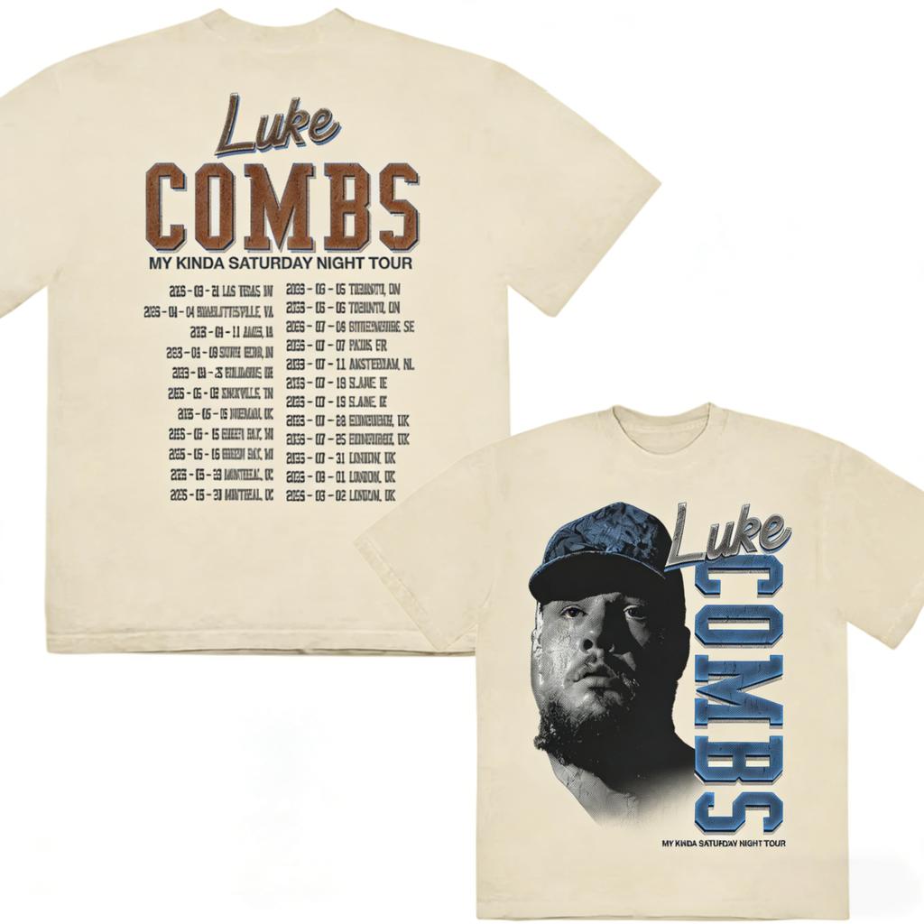Moje typická sobotní noc 2026 Luke Combs TOUR Unisex Tričko 100% Bavlna Unisex Kulatý Výstřih Krátký Rukáv Nadměrná Velikost Y2k Populární