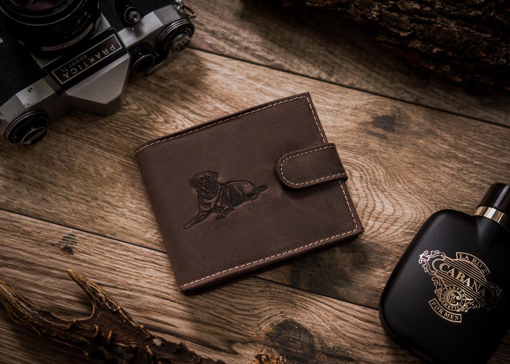 Men's Leather Wallet N992L-CHM-DOG-1-BL BROWN