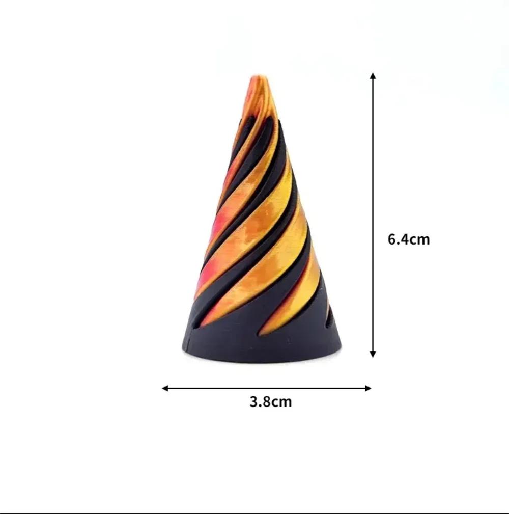 3D Printed Spiral Cone Pyramid Passthrough Sculpture Pass Through Pyramid Toy Mini Vortex Thread Illusion Cone Spiral Ornament