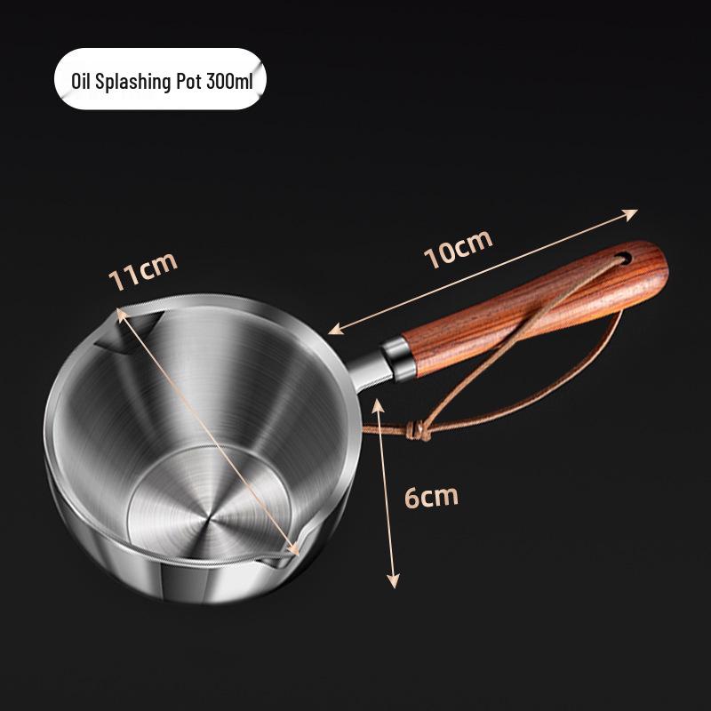 Stainless Steel Multi-Purpose Mini Oil Pot with Splash-Proof Design