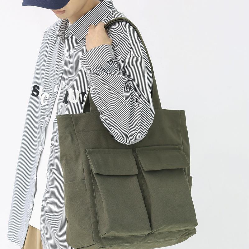 Canvas Bag Large Capacity Men Women's Shoulder Bag Student Class Hand Tote Bag