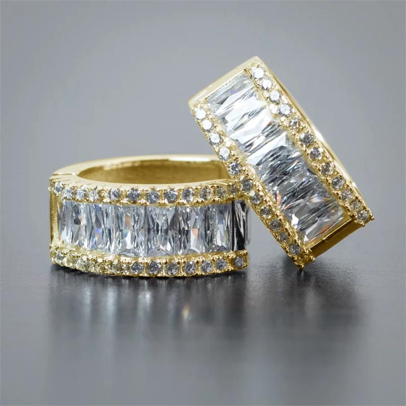 

Минималистичные серьги-кольца Huitan для женщин, роскошные инкрустированные блестящие кубические циркониевые темпераментные женские серьги, свадебные украшения