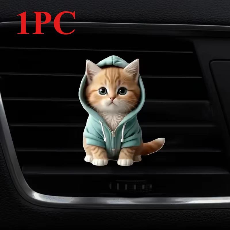 2PCS Cute Cat Acrylic Car Decoration Fragrance Sheet Long-lasting Fragrance Ventilation Clip Decoration and Aromatherapy