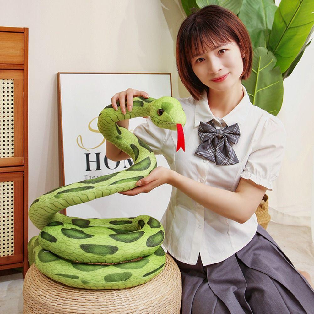 Green/Red Snake Plushie Doll Soft Stuffed Wild Animal Simulation Snakes Plush Toy Home Decor