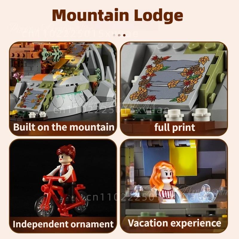 Mountain Hut Building Blocks Autumn Mountain Architecture Assembly Model Decoration Toys Collection Children's Birthday Gifts