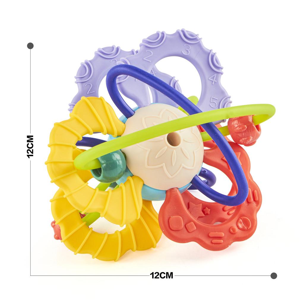 Baby Soft Silicone Doublesided Rattle With Grasping Exercise For Infant Development