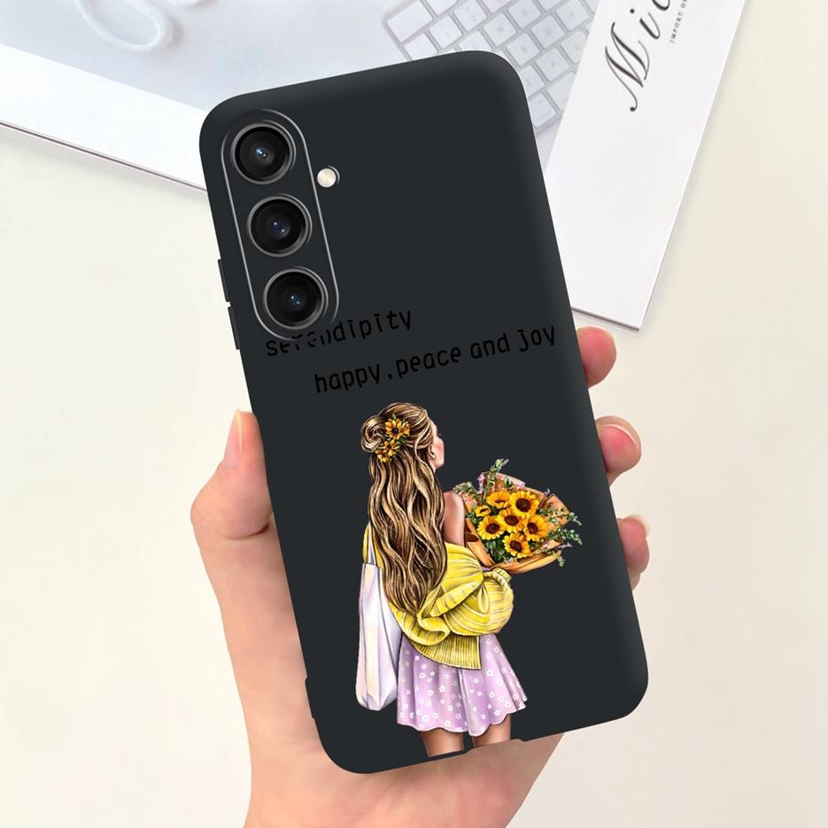 For Samsung Galaxy A55 Case Pretty Cartoon Girls Sunflower Cover Soft TPU Phone Case For Samsung A15 A25 A35 A55 5G Fundas Coque