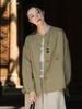 Spring 2026 Vintage Cotton Linen Shirt For Women With Colorblock Closure