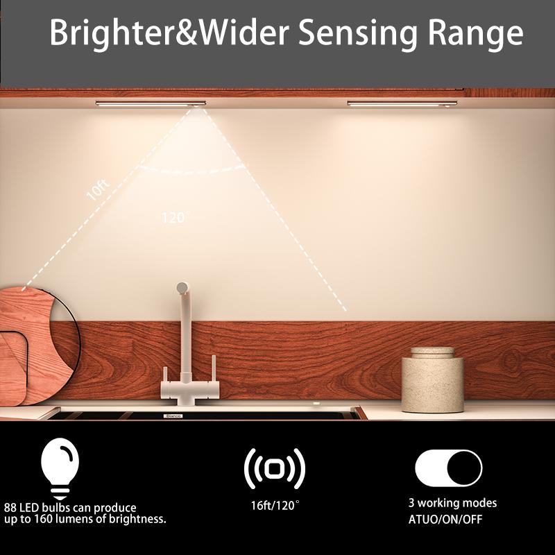 1pc Wireless Rechargeable LED Motion Sensor Cabinet Light - for Closet, Kitchen, Wardrobe, Stairs -Type-C Charging Light Bar