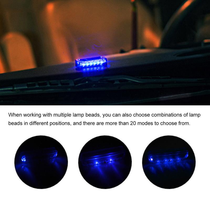 2pcs Car Strobe Light Wiring-free Solar Alarm Lights Led Warning Security System Flash Lamp