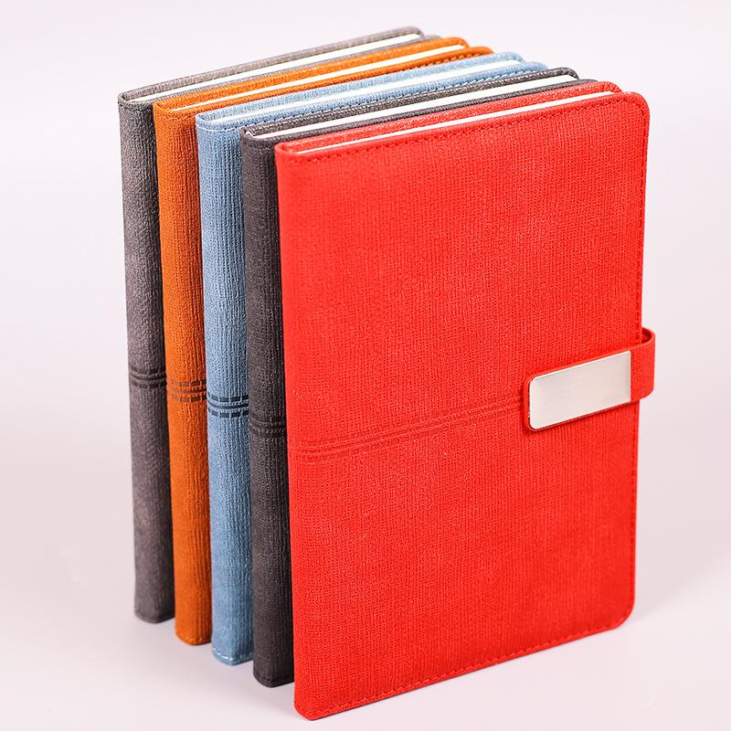 A5 Imitation Leather Creative Buckle Meeting Notepad Business Office Notebook 100 Sheets Simple Style Diary Printed