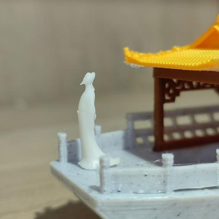 Free Shipping: Li Bai and Du Fu Playing Flute Resin Miniature - Chinese Style Landscape Ornament