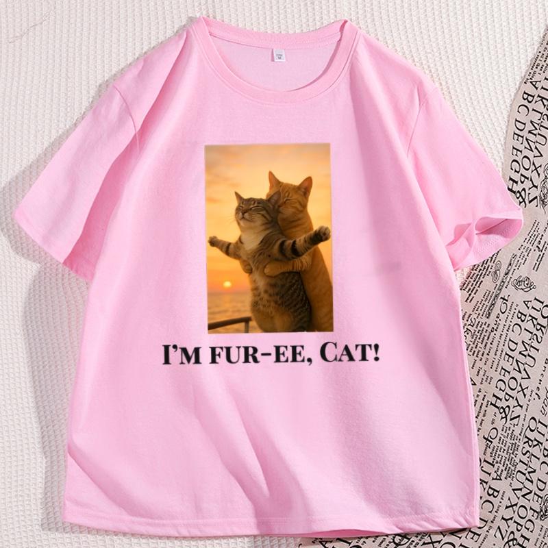 Lustiges Titanic Katze T-Shirt Lustiges Baumwolle Kurzarm Grafik-T-Shirt Lässiges Rundhals-T-Shirt Herrenkleidung Streetwear Y2k Tops