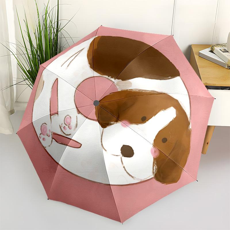 1 Stück Hundekuchen Mode Automatisches Öffnen/Schließen Faltbarer Regenschirm mit 8 Streben, Winddicht Tragbar, Tägliche Nutzung124