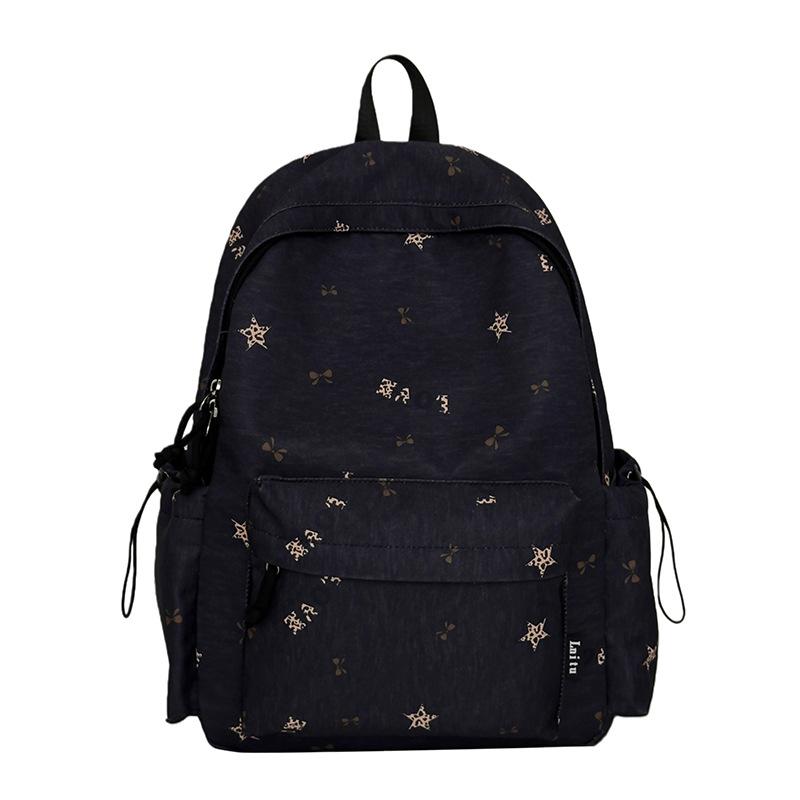 School bag: misty milk blue B1y sweet cool leopard print girly backpack, youthful vitality, versatile backpack for middle and high school girls