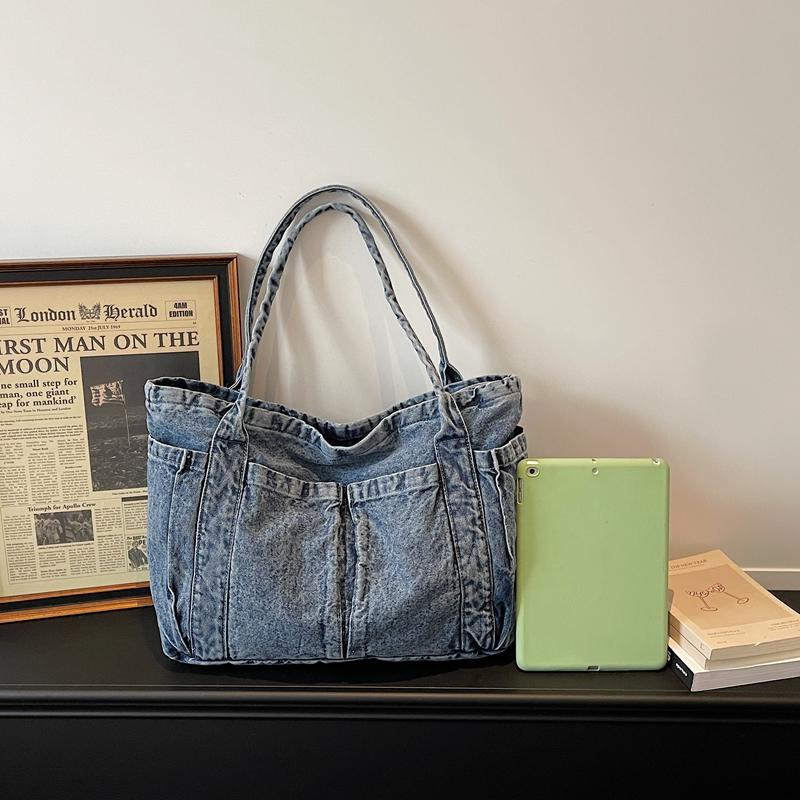 Denim-Tragetasche Damen-Umhängetasche Handtasche mit großem Fassungsvermögen