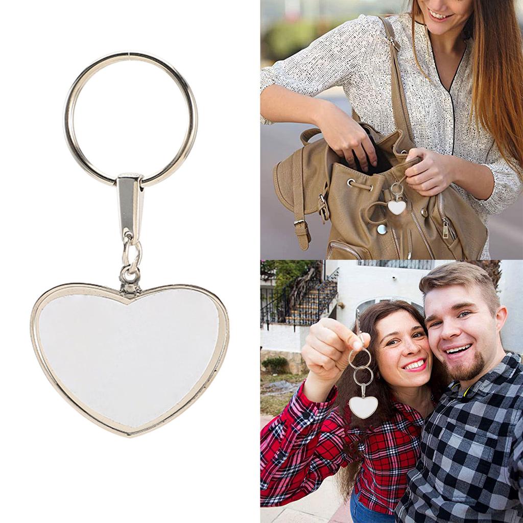 Sublimation Blank Keychain with Metal Keyring Heat Transfer Keychain for Christmas Children Day Birthday Present