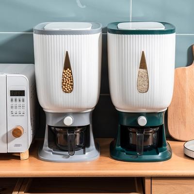 Dispensador de Arroz Contenedor Hermético para Almacenamiento de Arroz a Prueba de Humedad Capacidad 10 kg Contenedor de Arroz Sellado para el Hogar con Taza Medidora para Estante de Cocina Despensa