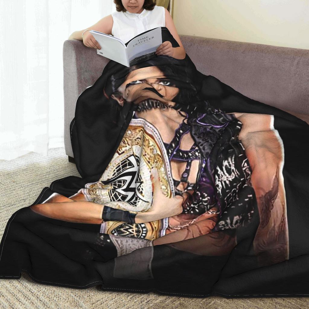 Flannel Throw Blanket She Is My Mami! Rhea Ripley Bootleg Wrestler Warm Plush Blankets Soft Bedspread for Livingroom Home Couch