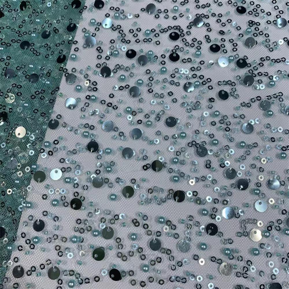 Luxury French Mesh Lace Beads Fabric 2025 High Quality African Nigerian Sequins Lace Lace For Women Wedding Party Dresses Sewing