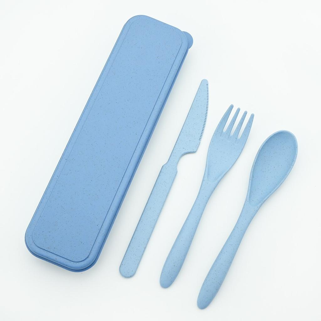 Convenience Travel Dinnerware Box Knife Fork Spoon With Portable Wheat Cutlery Flatware Set Kitchen BBQ Tableware Set
