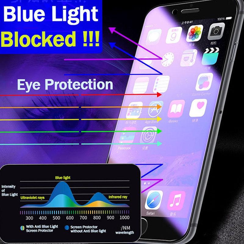 One-click installation Full Cover Anti Blue Ray Tempered Glass For iPhone Air 17 16 15 14 13 11 12 Pro Max X XS XR Screen Protector
