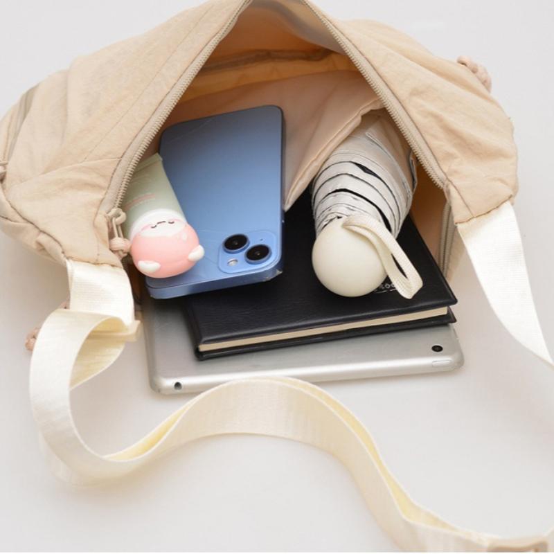 Borsa a tracolla da donna in nylon di grande capacità, borsa a spalla casual multifunzionale, borsa a sacchetto semplice per uso quotidiano, borsa per il pendolarismo