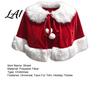 New Year Celebration Cape Christmas Santa for Women Velvet Short Poncho with White Faux Elegant Winter Shrug Fur Trim Red Shawl Holiday Party