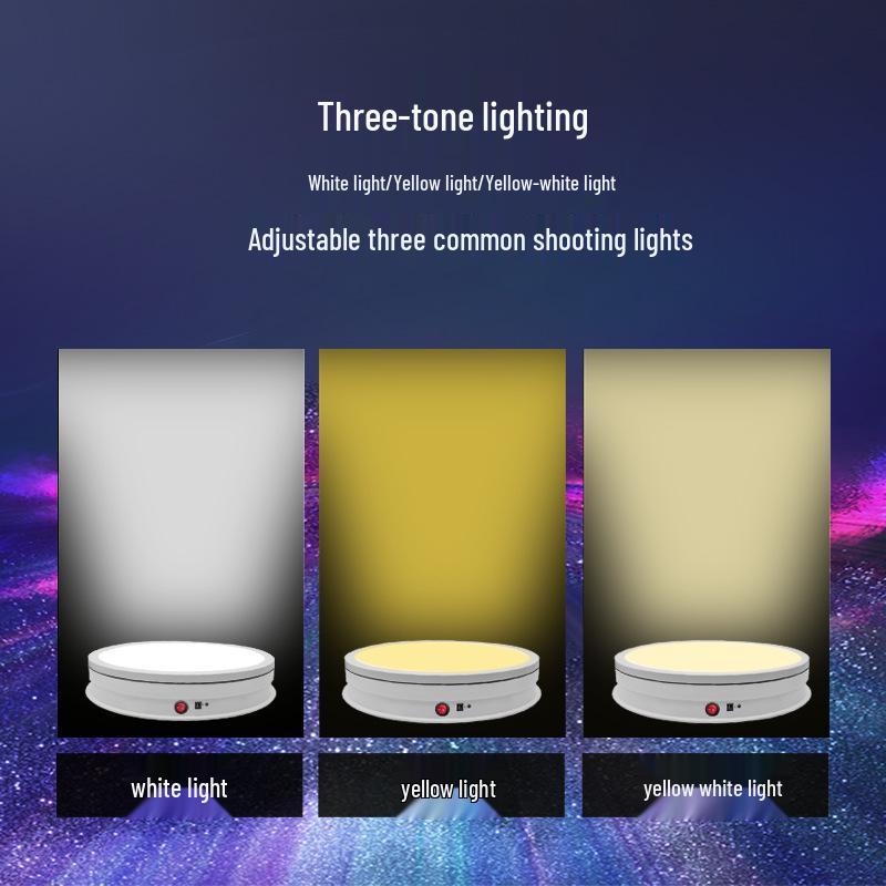 42cm Remote Control Rotating Display Stand with Adjustable Brightness for Photography and Live Broadcast.