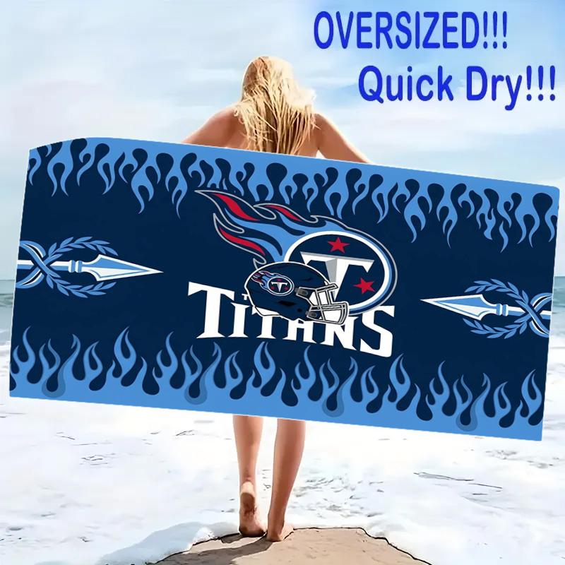 Tennessee Titans Print Beach Towel, Large Soft Quick Dry Towel for Beach Camping Swimming