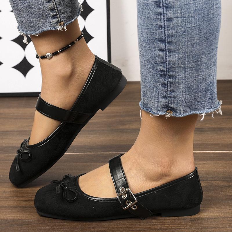 Fashion 2025 Fashion Women's Shoes Summer Flat Bow Single Shoe Ballet Shoes Korean Version Belt Buckle Mary Jane Shoes Zapatos De Mujer
