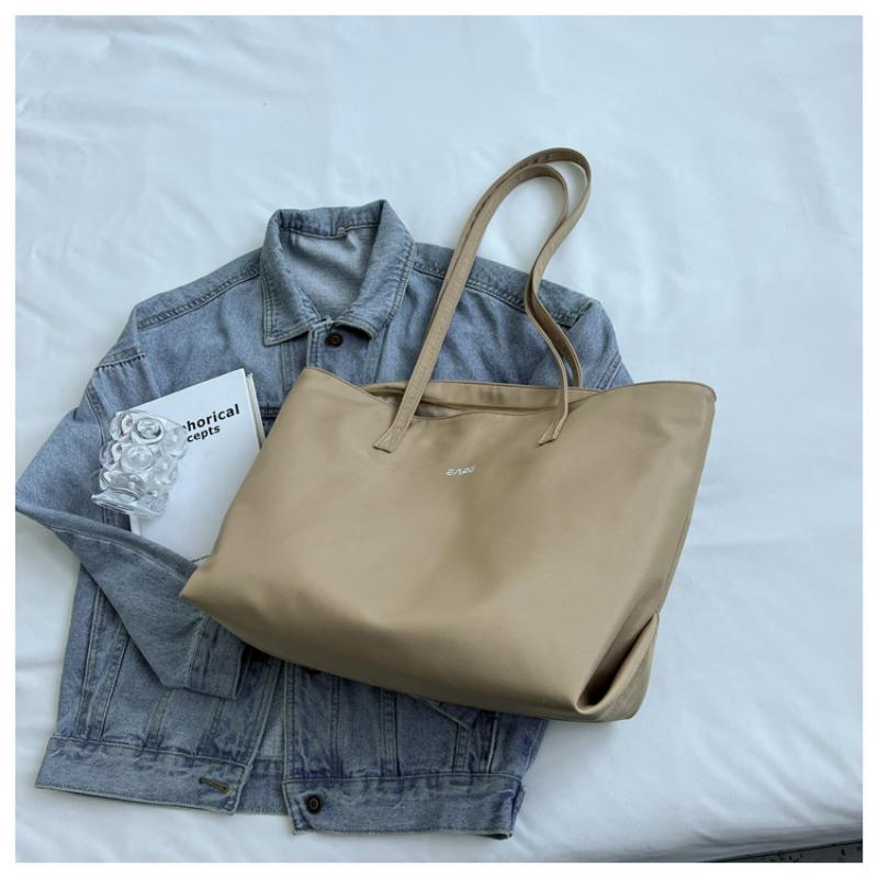 Solid Colored Cloth Bag Female Student Shoulder Bag Simple and Large Capacity Tote Bag Commuting Handbag
