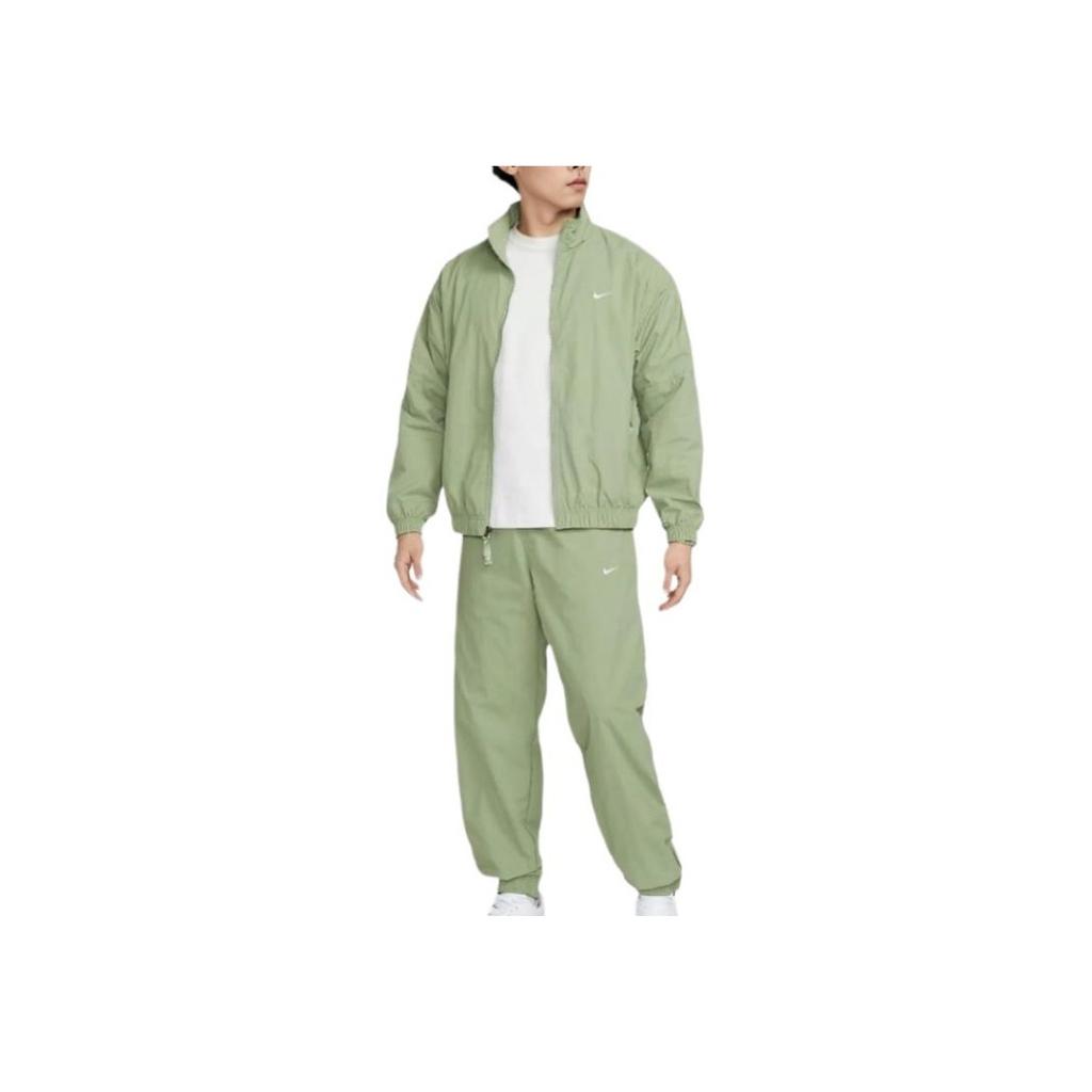 Nike Solid Color Brand Logo Zip Pockets Stand Collar Jacket Men Jackets Matcha DQ5201-386
