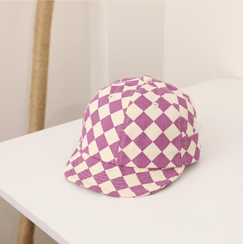 

Baby Boy Hat 45-50CM Cotton Fashion Lattice Plaid Snapback Baseball Cap Infant Toddler Kid Girl Adjustable Hats Baby Accessories 45-50CM фіолетовий