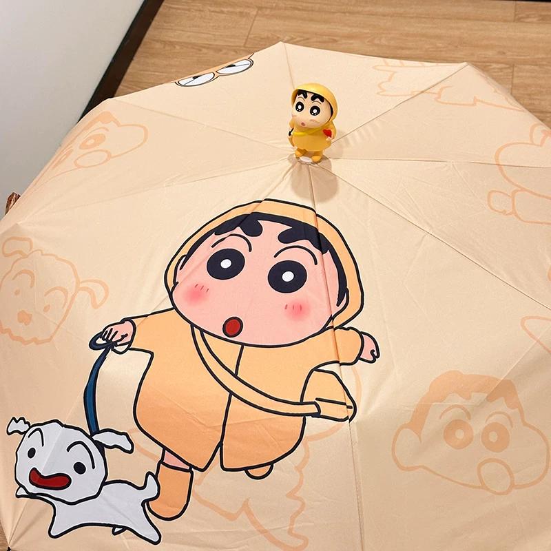 Crayon Xiaoxin Rain Or Shine Dual-Use Umbrella Women Automatic Student Folding Sun Sunshade Cartoon Cute Parasol