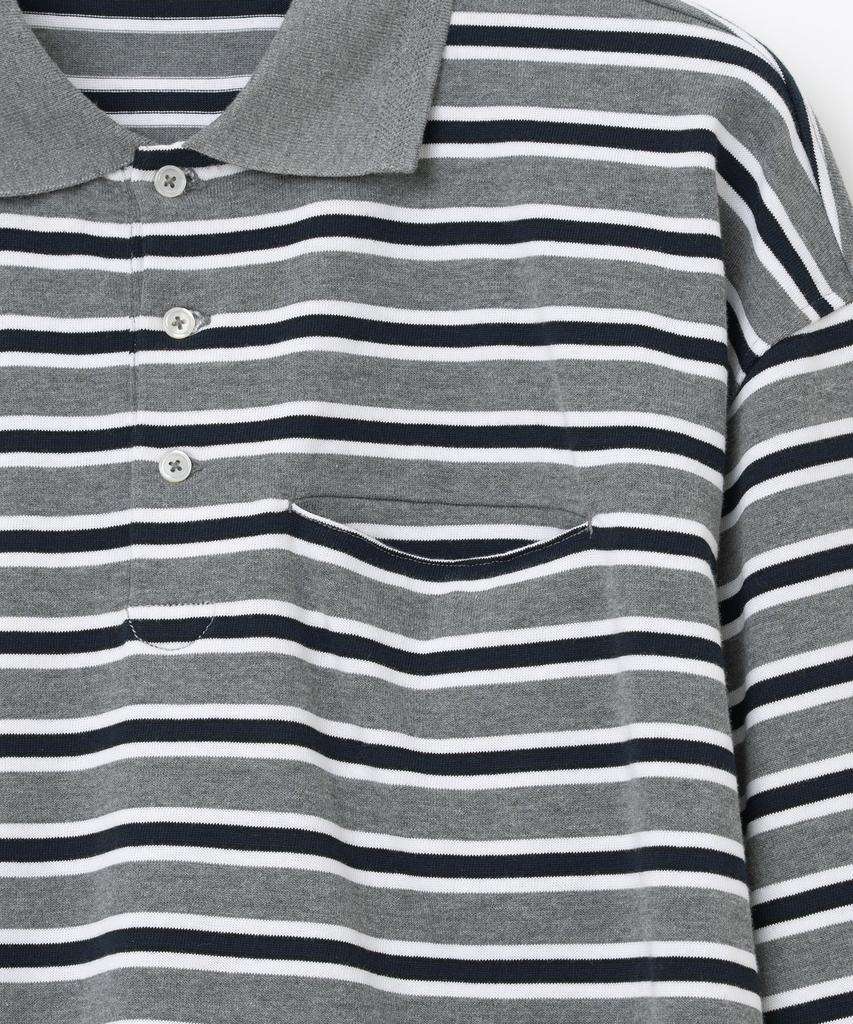 MILLO ARCHIVE Elmo Striped Collared T-Shirt [Deep Gray]
