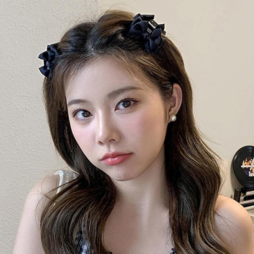 Balletcore Bow Preepy 2000s Claw Side Clip Hair Clip Princess Sweet GirlsBangs Bow Style Claw Bow Multicolored